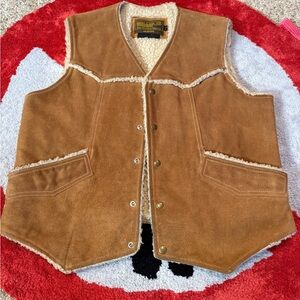 Vintage 70s Miller Stockman Suede Wool Western Vest L